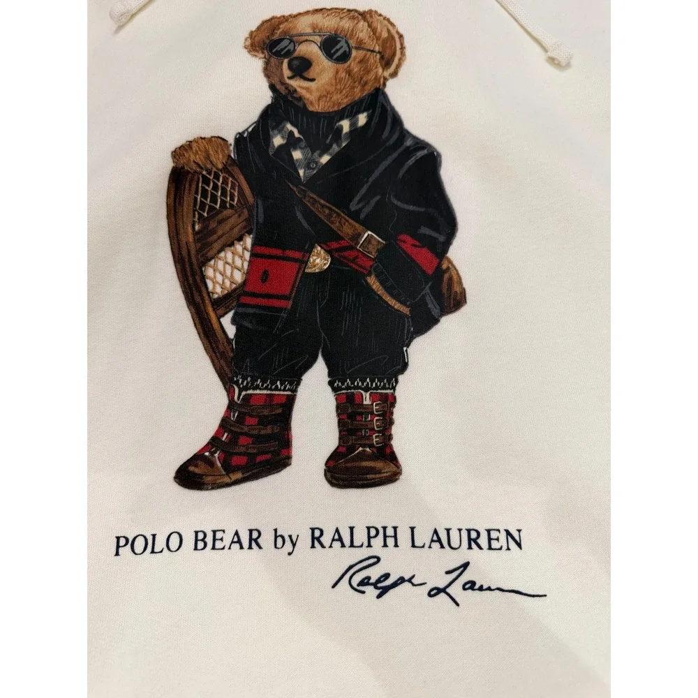 NEW Polo Ralph Lauren Polo Bear Hoodie Cream Off-White Fleece Sweatshirt XLT NWT